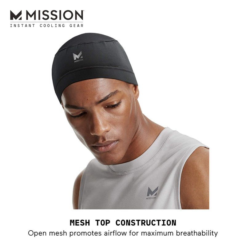 Mission Cooling Skull Cap- Hat, Helmet Liner, Running Beanie, Evaporative Cool Technology, Cools Instantly when Wet, UPF 50 Protection, for Under Helmets, Hardhats, Running, Football Black - BeesActive Australia
