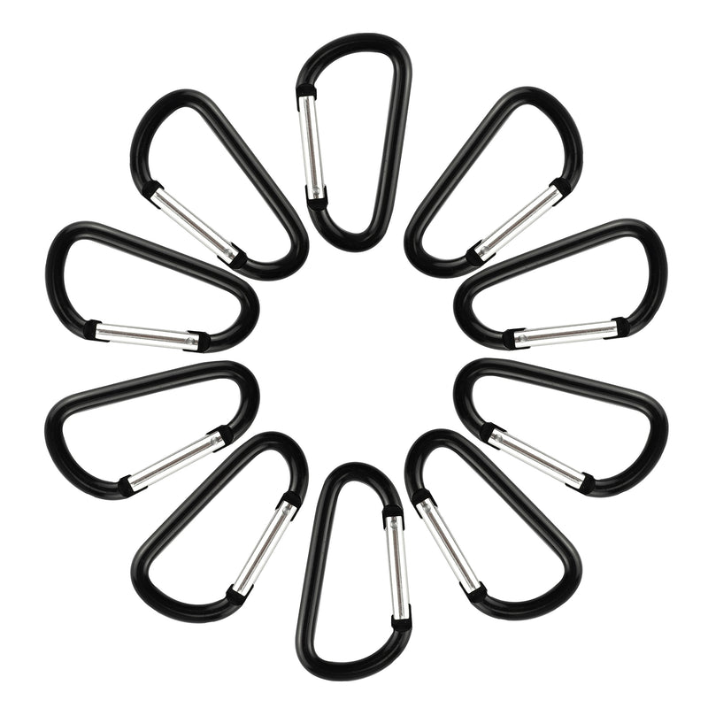 SWATOM Aluminum Carabiner Clip Snap Hook Keyring 1.6/1.8/2.2/2.5/2.8 Inch Carabiners Keychains Black(10P/20P) 1.6 Inch - BeesActive Australia