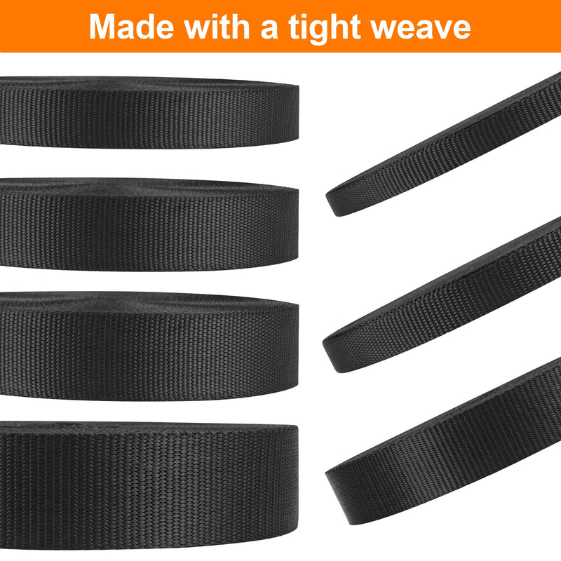BEYOURD Heavyweight Nylon Webbing Strap, Heavy Duty Nylon Straps, Flat Black Webbing Strapping for Outdoor DIY Crafts, 12 Yards by 3/8", 5/8", 3/4", 1", 1-1/4", 1-1/2", 2" Wide 0.6 Inches - BeesActive Australia