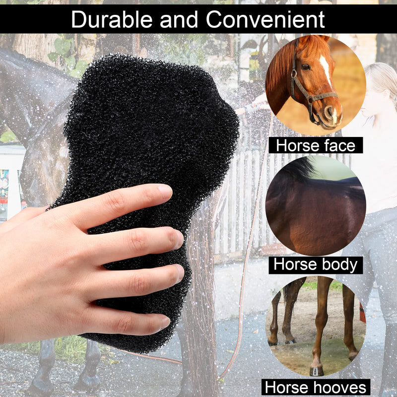 Eaasty 3 Pcs Horse Groomer Scrubber Massager Horse Grooming Kit Horse Grooming Supplies Large Horse Sponge Soft Horse Care Sponge for Horse Cleaning Washing Bathing, Black, 4.33 x 7.87 x 2.56 Inch - BeesActive Australia
