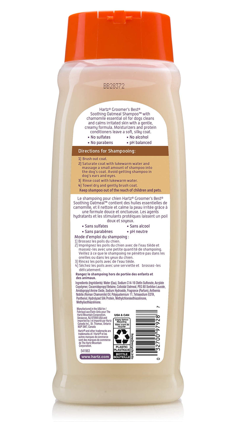 Hartz Groomer's Best Dog Shampoo For All Pet Washing Needs and All Life Stages OATMEAL 18 oz - BeesActive Australia