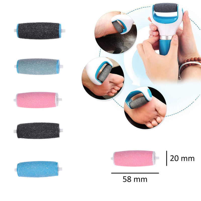 Eco-Fused 10-pack Compatible Replacement Roller Heads for Amope Pedi Perfect Electronic Foot File - 4x Extra Coarse and 6x Regular Coarse - Removes Calluses For Smooth Feet - Great Pedicure Accessory - BeesActive Australia