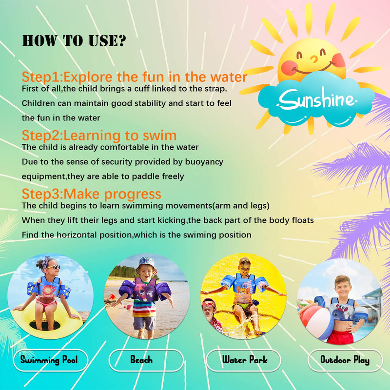 TOAUXUNG Adjustable Kids Swim Vest for Baby Swimming Training,Infant Baby Vest Swim Aid for 22-66 Pounds Boy and Girl Updated-Mermaid - BeesActive Australia