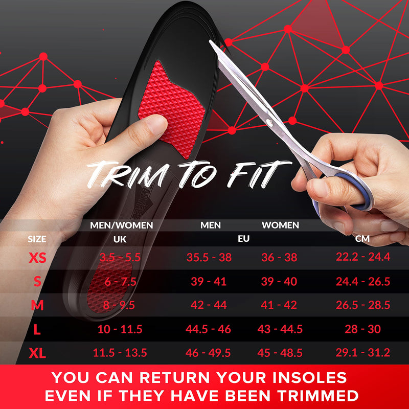 (New 2023) Premium Anti-Fatigue Shoe Insoles - High Arch Support Insoles - Shoe Inserts Orthotics Men Women - Relief Plantar Fasciitis Heel Arch Feet Pain Flat Feet - Work Boot Sneakers Hiking Shoe Black (M) 8-9.5 - BeesActive Australia