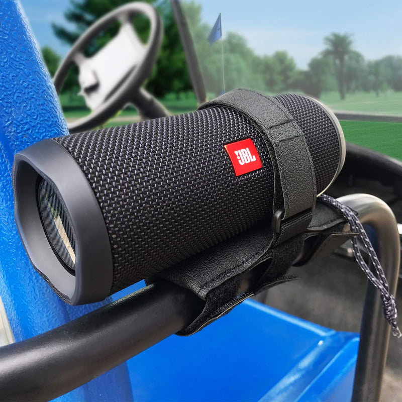 HomeMount Portable Speaker Mount for Golf Cart Accessories - Adjustable Strap Fits Bluetooth Wireless Speaker Strap Attachment to Railing/Cross bar/Frame Black - BeesActive Australia