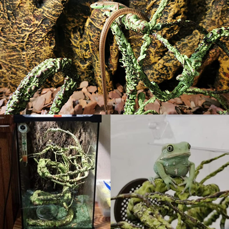 Reptile Plants Bearded Dragon Bendable Jungle Climbing Vines Terrarium Branches Flexible Hanging Tank Accessories Decors Pet Habitat Decoration for Lizard Gecko Frog Snake - BeesActive Australia