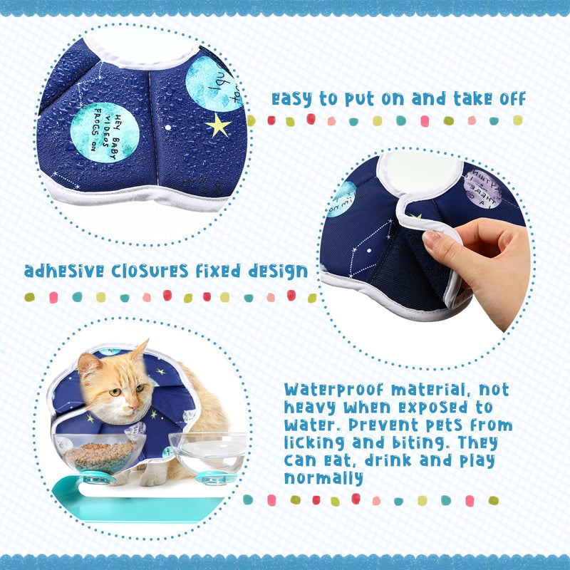 Cat Recovery Collar Adjustable Waterproof Cat Soft Cotton Cone Postoperative Protection Cone Collar Starry Sky Blue Cat Collar Comfortable Protective Pet Collar for Cat Kitten Dogs Small - BeesActive Australia