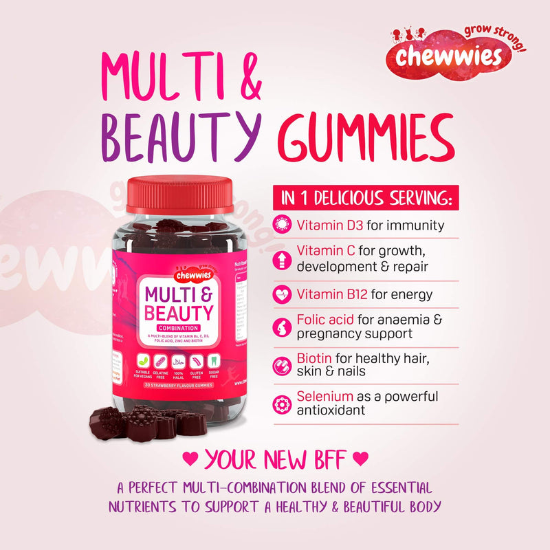Women’s Multivitamin & Mineral – Vegan Chewable Gummies - Formulated for Women - 1-Month Supply by Chewwies Vitamins - BeesActive Australia