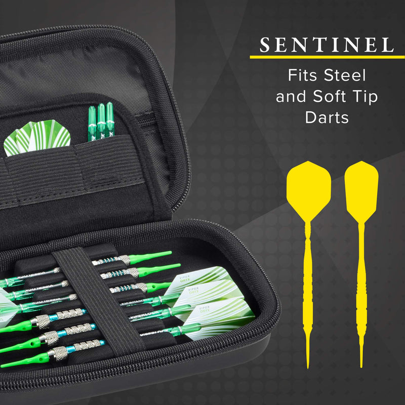 [AUSTRALIA] - Casemaster Sentinel EVA Foam Shell Dart Case, Holds 6 Darts and Extra Accessories, Tips, Shafts and Flights, Compatible with Steel Tip and Soft Tip Darts Green 