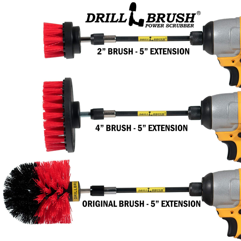Outdoor - Cleaning Supplies - Drill Brush - Stiff Bristle Power Scrubber Kit with Extension for - Garden - Fire Pit - Patio - Deck - Floor Cleaner - Concrete - Stone - Brick - Spin Brush - Bird Bath Red - BeesActive Australia