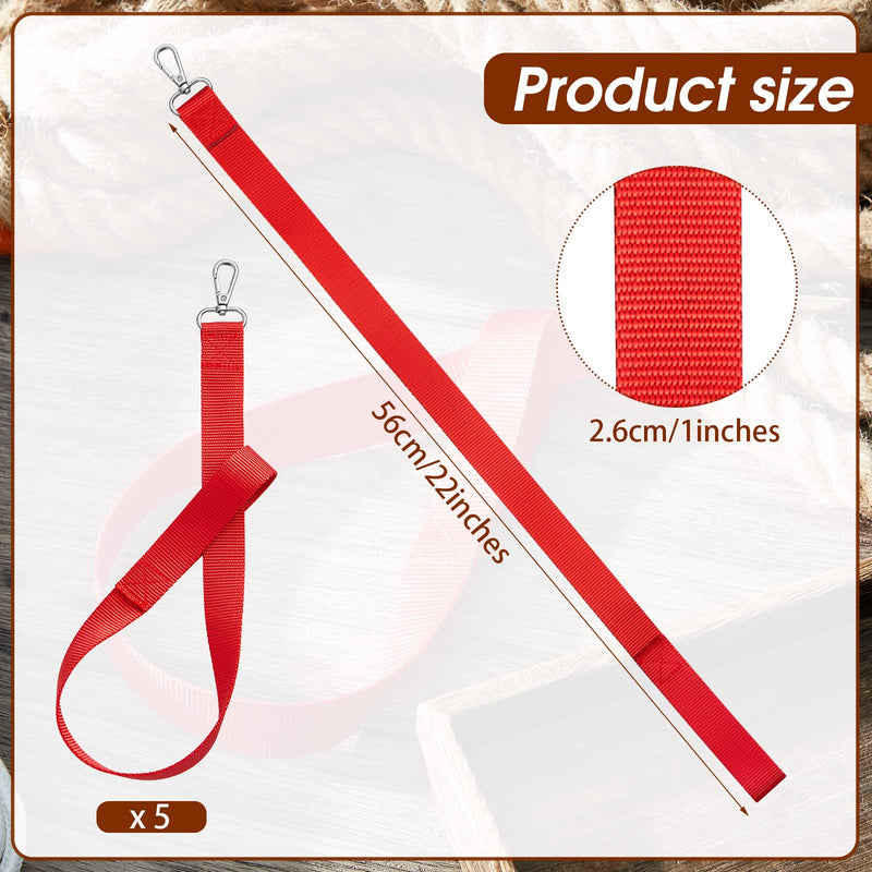 5 Pack Bucket Strap, Adjustable Water Bucket Strap Horse Supplies for Hay Nets, Bucket Hangers for Horses, Red Nylon Water Buckets Strap, Horse Stall, Outdoor Feeders, 22 Inch - BeesActive Australia