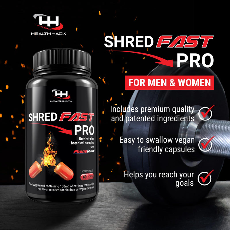 Shredfast Pro - Advanced Thermogenic Supplement with Phenelean™ - Fast Acting for Women & Men - 60 Capsules - 30 Days Supply - Keto, Vegetarians & Vegan Friendly. - BeesActive Australia