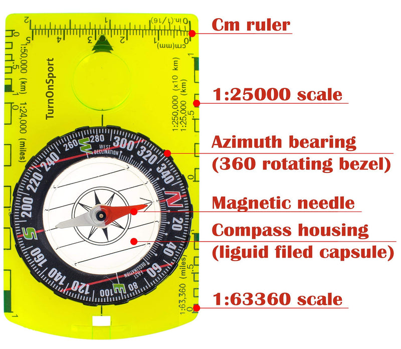 Orienteering Compass - Hiking Backpacking Compass - Advanced Scout Compass Camping and Navigation - Boy Scout Compass Kids - Professional Field Compass for Map Reading - Best Survival Gifts Green - BeesActive Australia