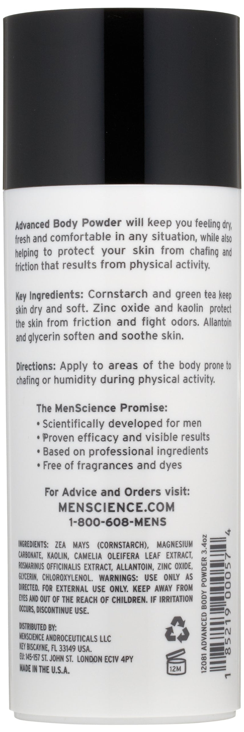 MenScience Androceuticals Advanced Body Powder, 3.4 oz - BeesActive Australia