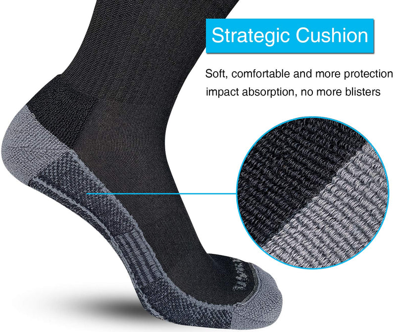 APTYID Men's Moisture Control Cushioned Crew Work Boot Socks (4-6 Pairs) 8-10 6 Pairs Black - BeesActive Australia