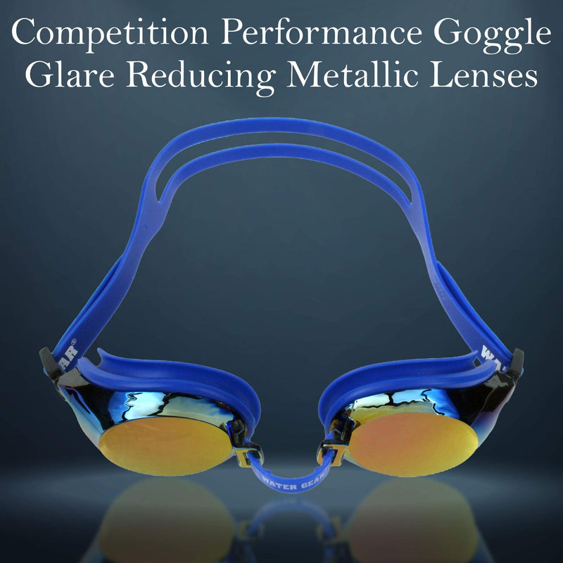 Water Gear Finalist Swim Goggles - Anti-Fog Junior fit for Competition - Great for Pool and Diving Metallic Blue - BeesActive Australia