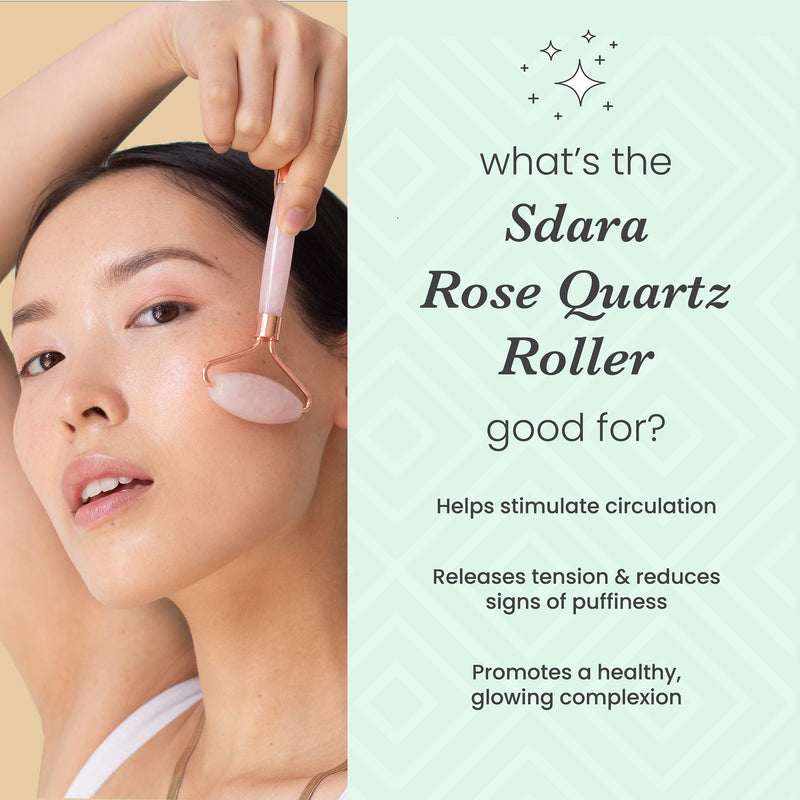 Sdara Skincare Face Roller - Rose Quartz Relaxing Massager - Facial Tool Alternative to Jade Roller Rose Quartz Roller - BeesActive Australia