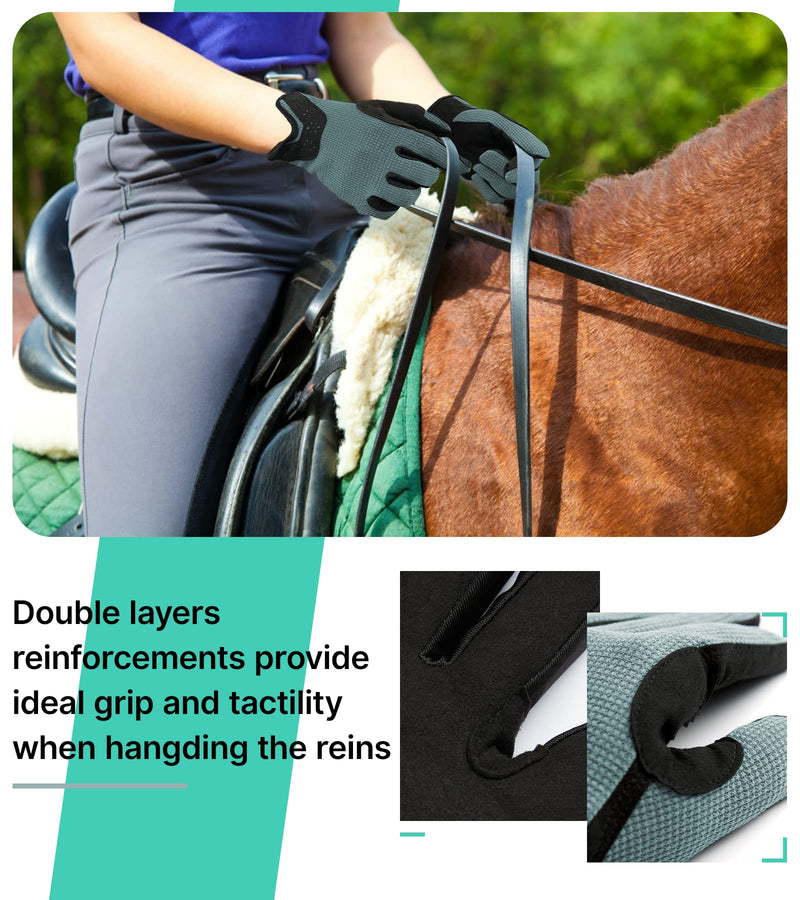 Thapower Women Horse Riding Gloves Winter Equestrian Horseback Gloves Lady Youth Girl Outdoor Star Pattern Mitts Perfect for Biking Cycling Gardening Greyish Green Large - BeesActive Australia