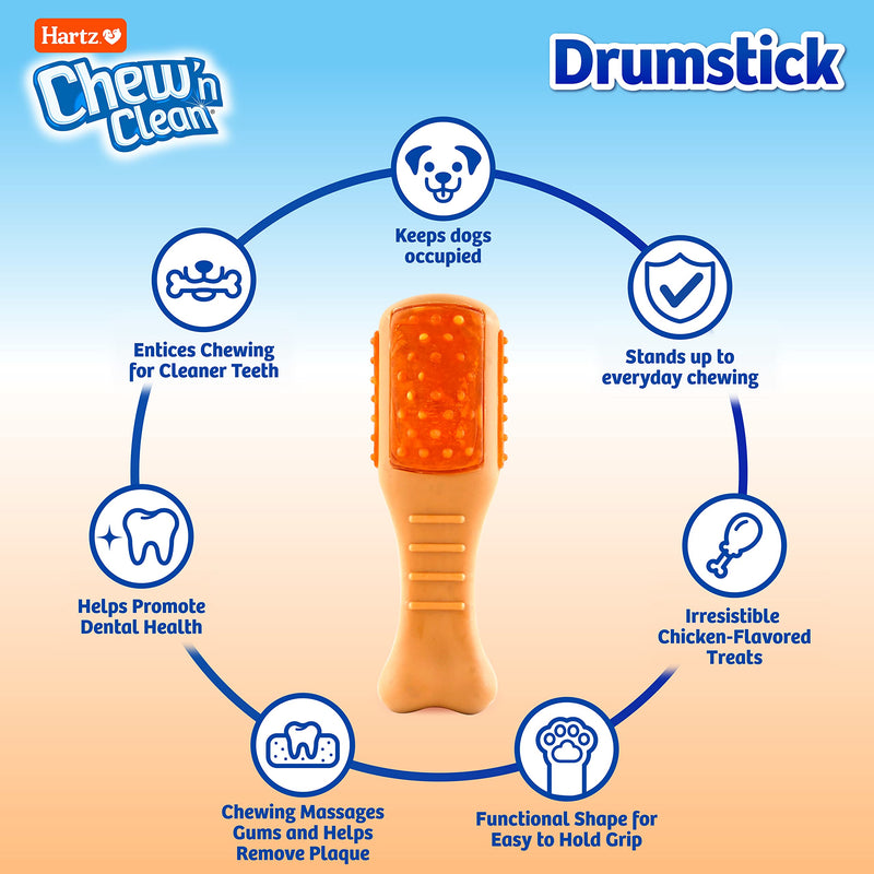 Hartz Chew 'n Clean Drumstick Dog Toy, Chicken Flavored Dog Chew Toy and Treat for Moderate Chewers Small - BeesActive Australia