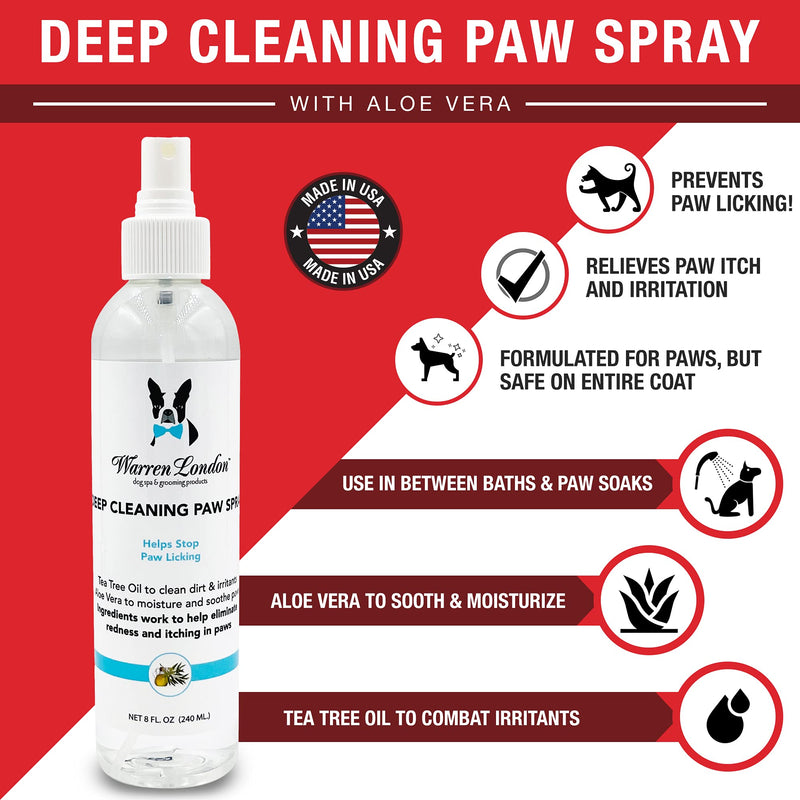 Warren London Deep Cleaning Paw Spray for Dogs | Soothing & Moisturizing Spray with Tea Tree Oil & Aloe Vera | Prevent Paw Licking While On The Go and in Between Paw Soaks | Made in USA - BeesActive Australia