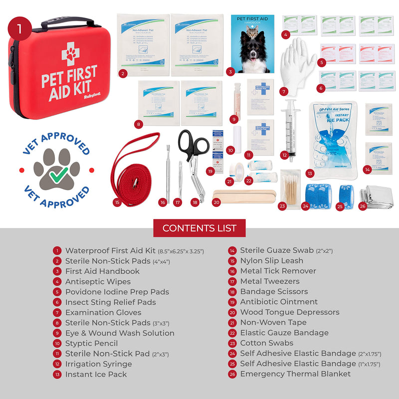 Dog First Aid Kit-Pet First Aid Supplies to Treat Your Dogs & Cats in an Emergency.  Set Includes Pet First Aid Kit Book, Tick Remover, Slip Leash & All Essentials. for Home, Office, Car, Travel Essential 53 piece - BeesActive Australia