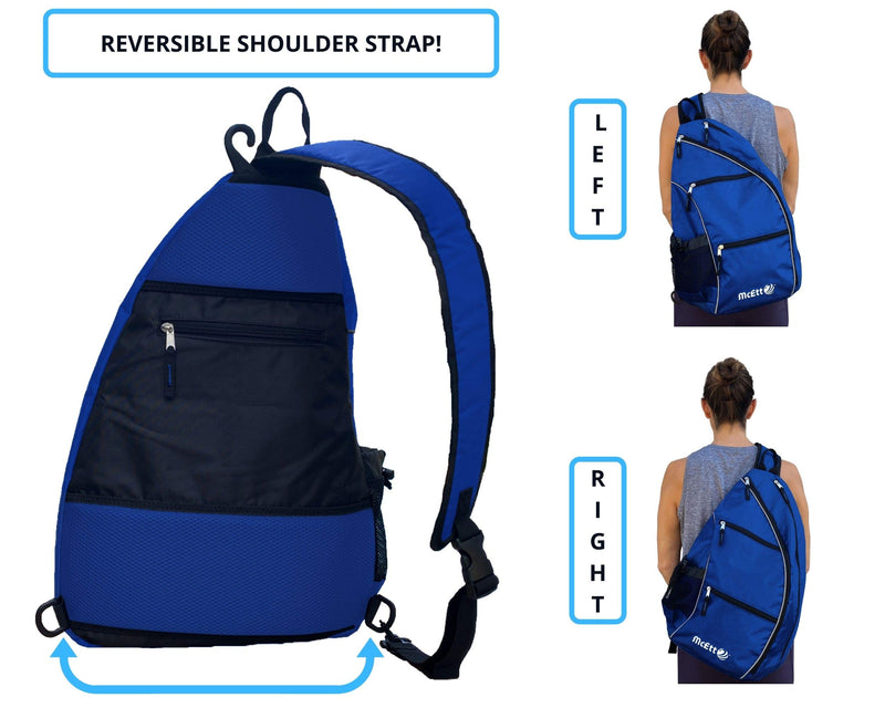 McEtt Pickleball Sling Bag – Adjustable Crossbody Backpack for Women and Men – Stores Pickleballs, Paddles, Water Bottle, Personal Items and Travel Gear Navy Blue - BeesActive Australia