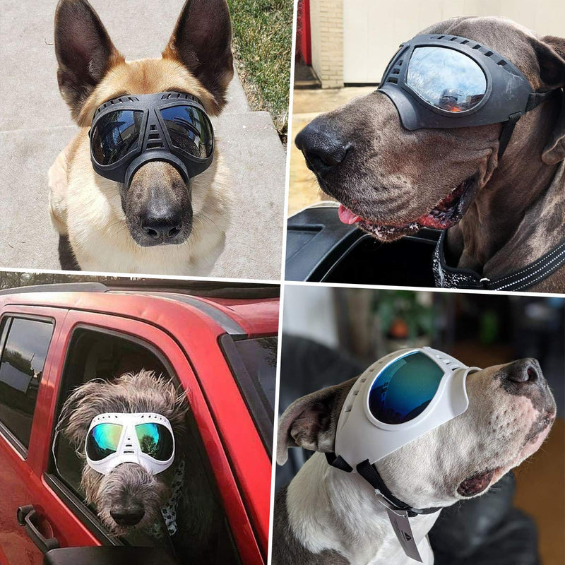 Namsan Soft Dog Goggles UV Protection Sunglasses Large Small-Medium Dogs Windproof Anti-Fog Sport Pet Glasses for Long Snout Dogs Eye Protective (Large)Silver Lens - BeesActive Australia