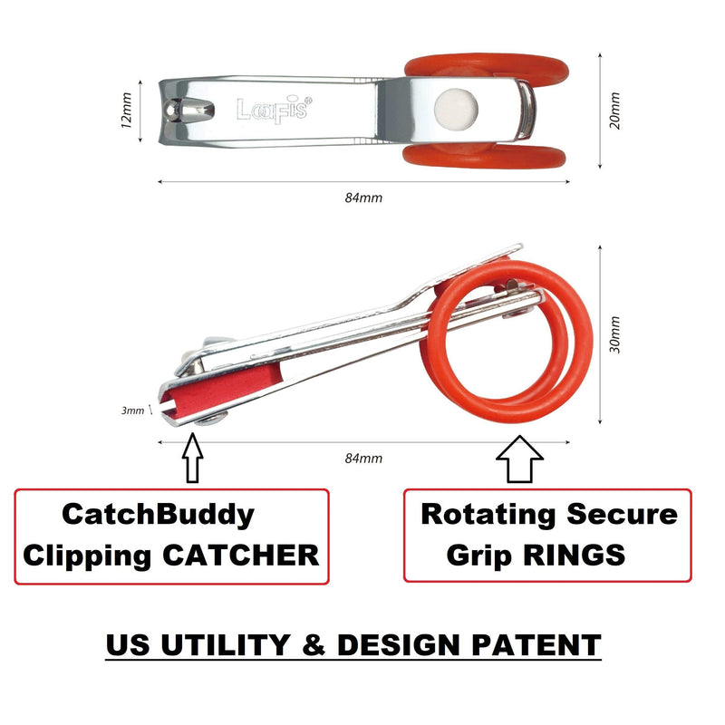 ComfoHandling Nail Clipper, with Clipping Catcher, 360 Degree Rotating Easy Secure Thumb Grip Double Ring, Nail File & Cleaner, Smooth Sharp Cutting (Black) Black - BeesActive Australia