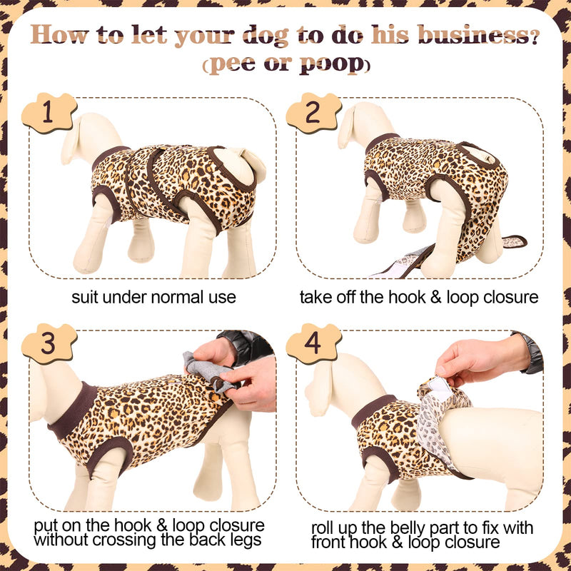 Kuoser Dog Surgical Recovery Suit, Pet Leopard Printed Recovery Shirt Dog After Surgery Vest for Abdominal Wounds Skin Disease, E-Collar & Cone Alternative, Prevent Licking Dog Onesies X-Large (Back:20.1-24.8'', Weight:42-75 LB) Brown - BeesActive Australia