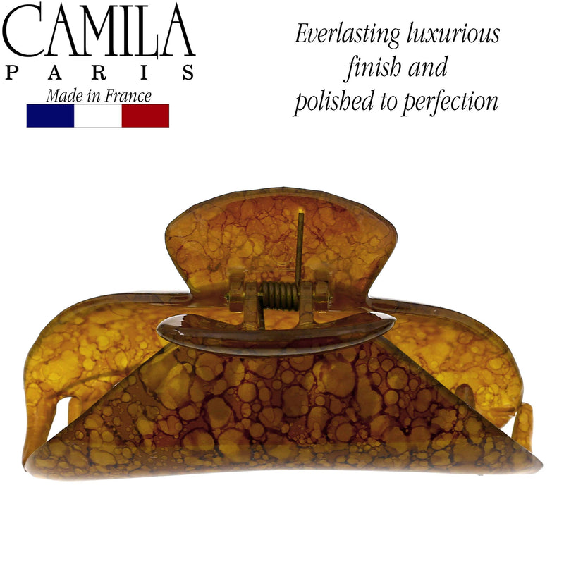 Camila Paris MP925 French Hair Clip for Women Thick Hair for Long Curly Wavy Hair, Girls Hair Claw Clips Jaw, Durable Styling Big Claw Clip for Thick Hair, Strong Hold No Slip Grip, Made in France Granite 4" - BeesActive Australia