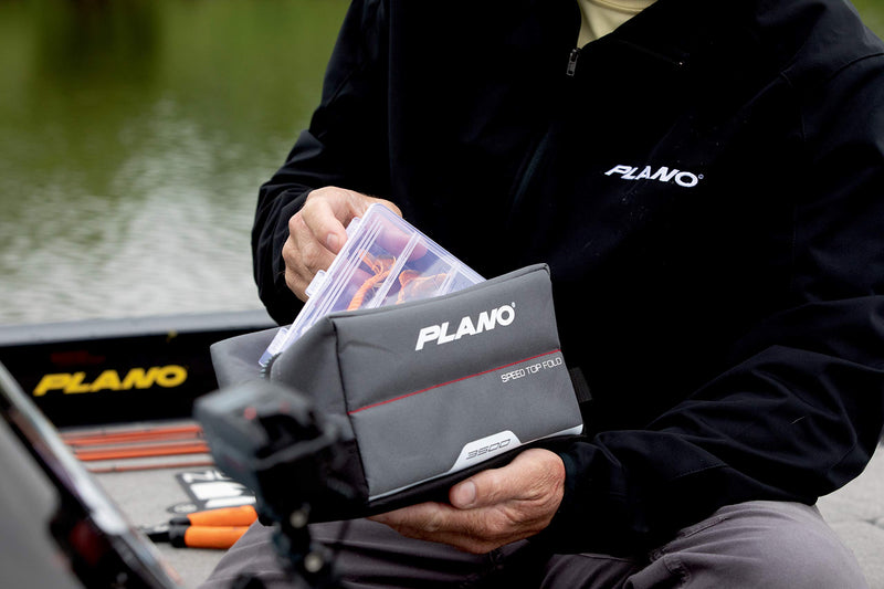 Plano Weekend Series Speedbag | Fold-Down Design for Quick, One-Handed Access to Fishing Gear | Includes Two Stowaway Tackle Boxes Charcoal 3500 - BeesActive Australia