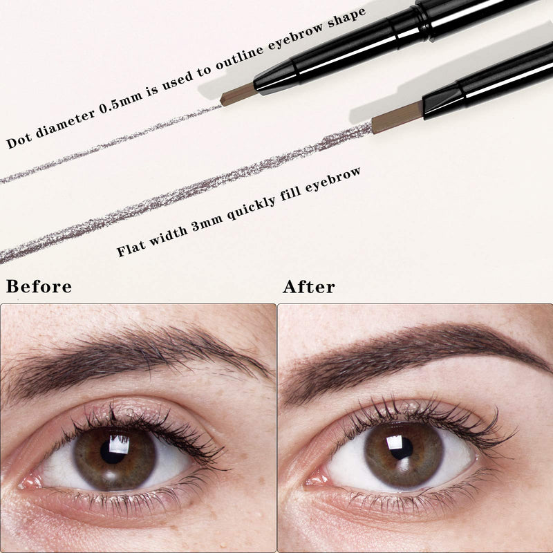 6 Packs Eyebrow Pencil Long Lasting with Brush, Waterproof Retractable Brow Pencil Mechanical Sweat-proof 2 in 1 Double Headed Brow Pencil and Brow Brush Makeup Tool (Coffee) Coffee - BeesActive Australia