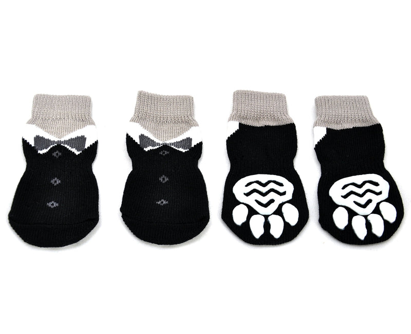 Posch Anti-Slip Knit Socks for pets with Traction Soles for Indoor Wear, Slip On Paw Protectors Medium Black - BeesActive Australia