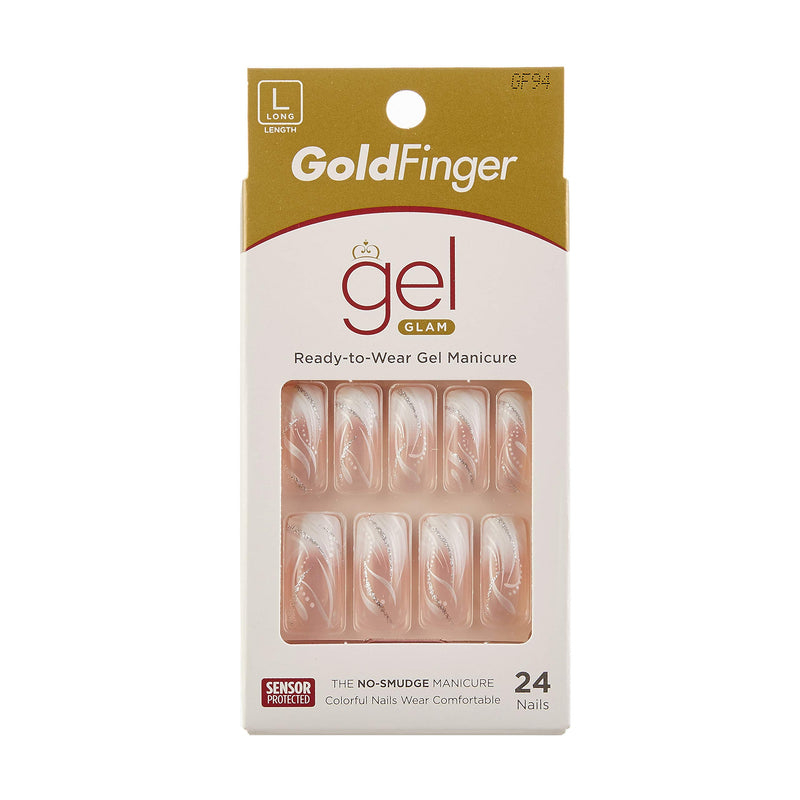 KISS Gold Finger Gel Glam Ready to Wear Gel Manicure Long Nails GF94 (6 PACK) - BeesActive Australia