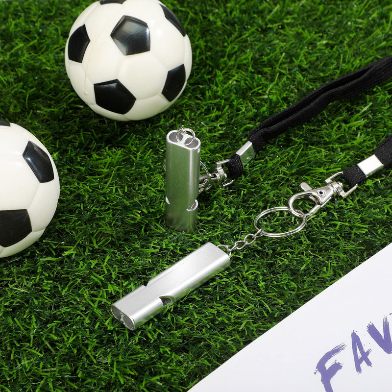Hoteam 20 Pcs Aluminum Emergency Whistle Double Tubes Survival Safety Whistle with Lanyard Keychain Loud Whistle for Outdoor Camping Hiking Hunting Fishing Boating Kayak Signaling - BeesActive Australia