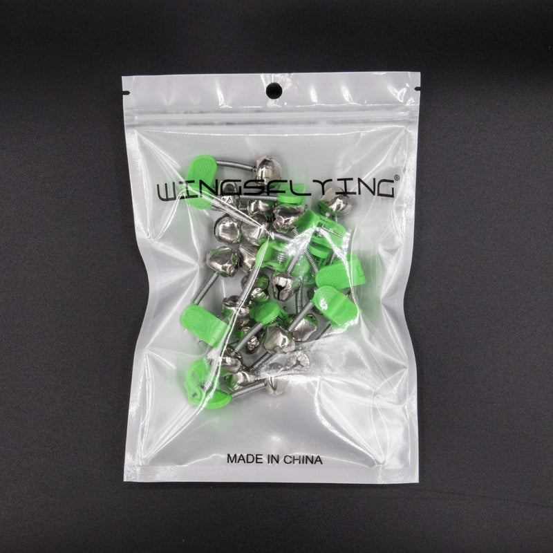 Wingsflying 10 Pcs Fishing Rod Extra Loud Alarm Dual Alert Bell Green Silver Tone - BeesActive Australia