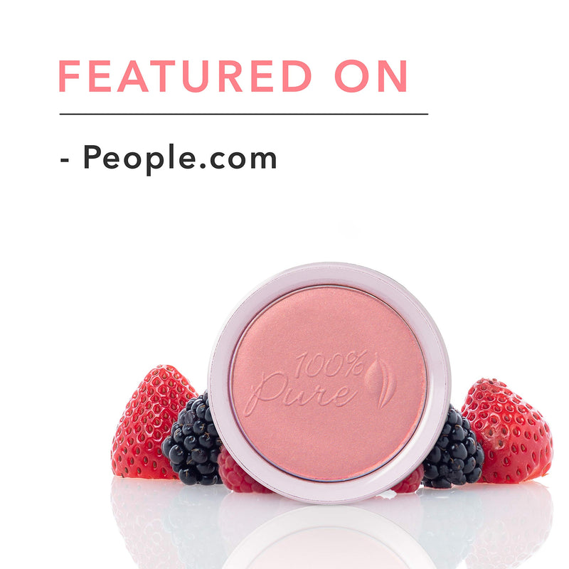 100% PURE Powder Blush (Fruit Pigmented), Chiffon, Soft Shimmery Finish, Nourishes Skin w/Rosehip Oil, Cocoa Butter, Natural Makeup (Soft Pink) - 1.81 oz 0.32 Ounce - BeesActive Australia
