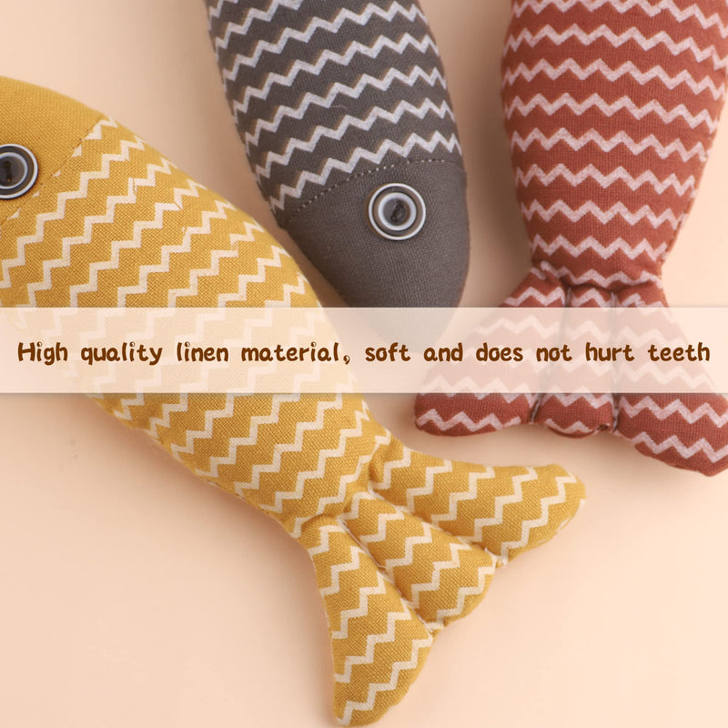 Homelifthub Cat Pillow Toy for Indoor Cats Fluffy Cat Calming Toy, Soft Cat Catnip Toys Pillow, Linen Chew Kitten Toy, Cute Fish Pillow for Cat Sleeping 3pack (red+yellow+grey) - BeesActive Australia