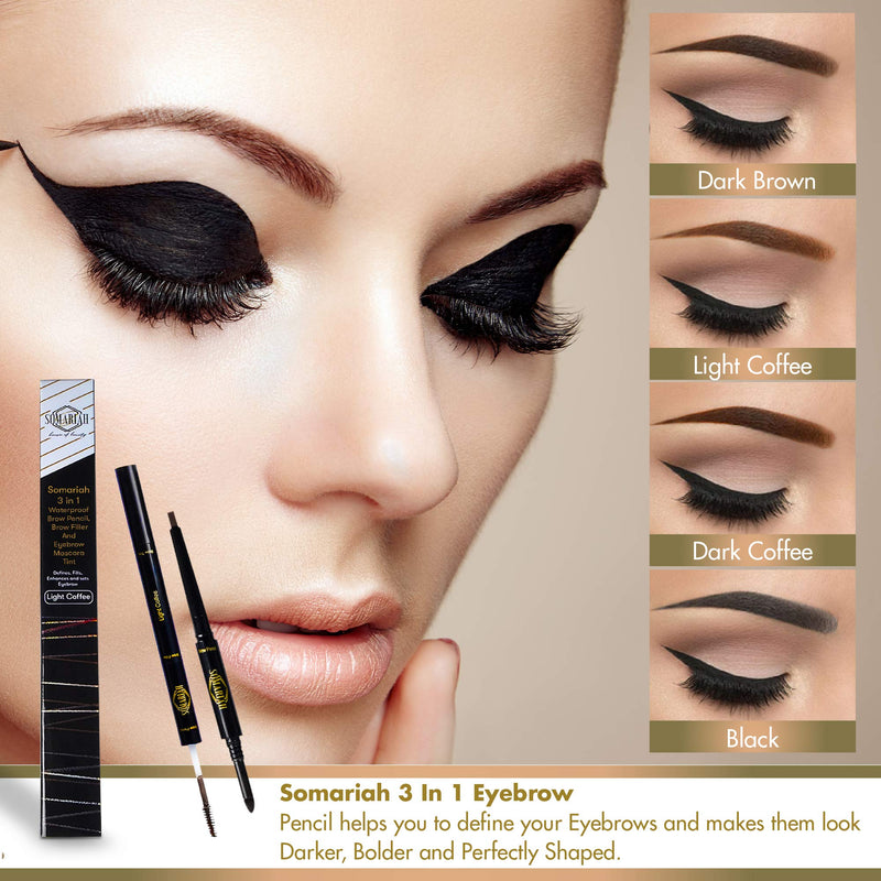 Somariah 3 in 1 Waterproof Brow Pencil, Eyebrow Filler and Eyebrow Mascara/Tint Gel. Defines, Fills, Enhances, Tints and Set Eyebrows. (Dark Brown) Dark Brown - BeesActive Australia