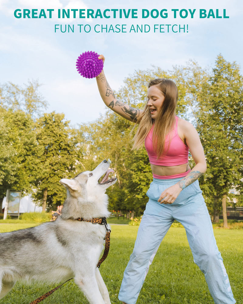 2 Pack 4.5” Heavy Duty Squeaky Dog Ball for Medium Large Dogs, Spikey Dog Ball Toys for Clean Teeth and Training, Large Dog Toys for Aggressive Chewers - BeesActive Australia