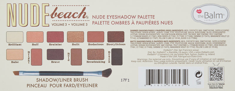 theBalm Nude Beach Eyeshadow Palette, Durable Long-Lasting, Professional Cosmetic Set, 12 Eye-Popping Shades, Triple-Milled Pigments 0.382 Oz - BeesActive Australia