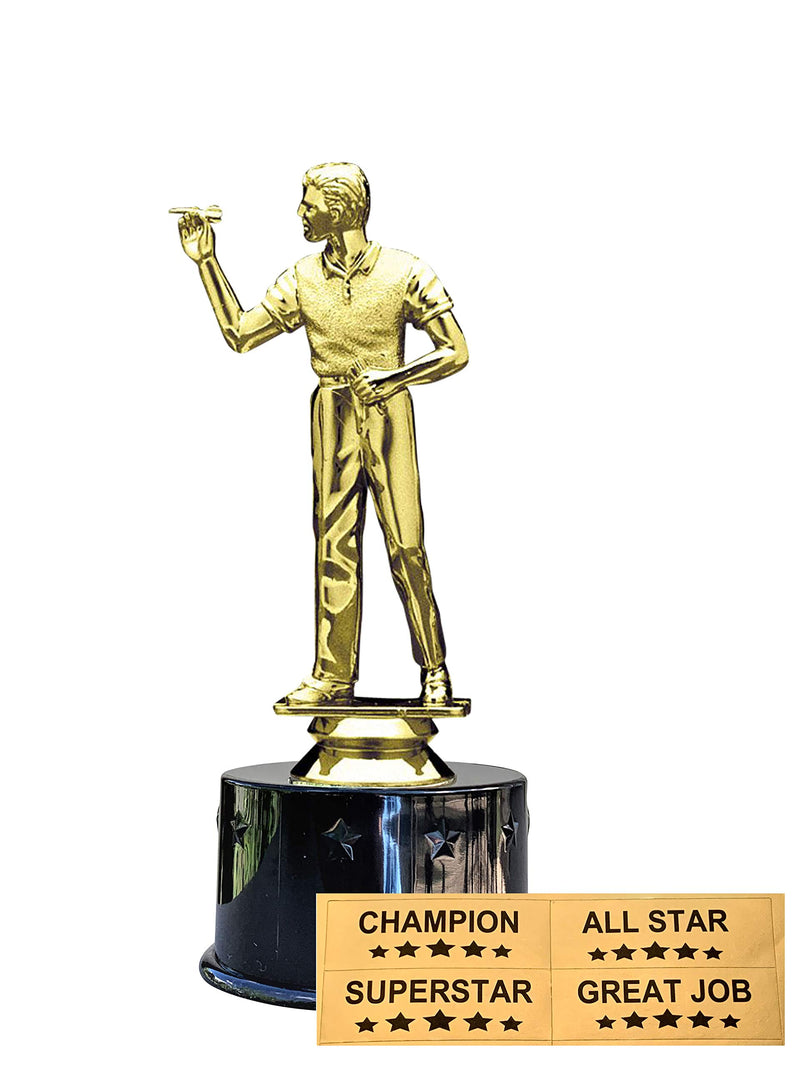 Express Medals Male Darts Award Trophy Party Favor Gift Prize Including 4 Gold Color Decals to Custom Personalize The Black Base - BeesActive Australia