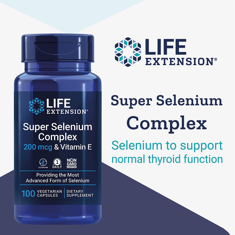 Life Extension, Selenium Complex & Vitamin E, 100 Vegan Capsules, Laboratory-Tested, Gluten-Free, Vegetarian, SOYA-Free, Non-GMO - BeesActive Australia