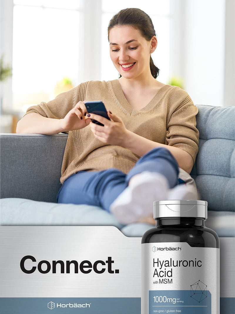 Hyaluronic Acid with MSM | 1000 mg | 120 Capsules | Non-GMO and Gluten Free Supplement | Bioavailable Formula | by Horbaach - BeesActive Australia
