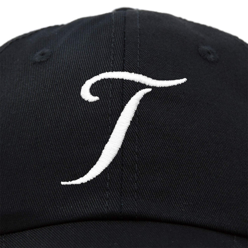 DALIX Initial Hat Letter T Womens Baseball Cap Monogram Cursive Embroider Black - BeesActive Australia