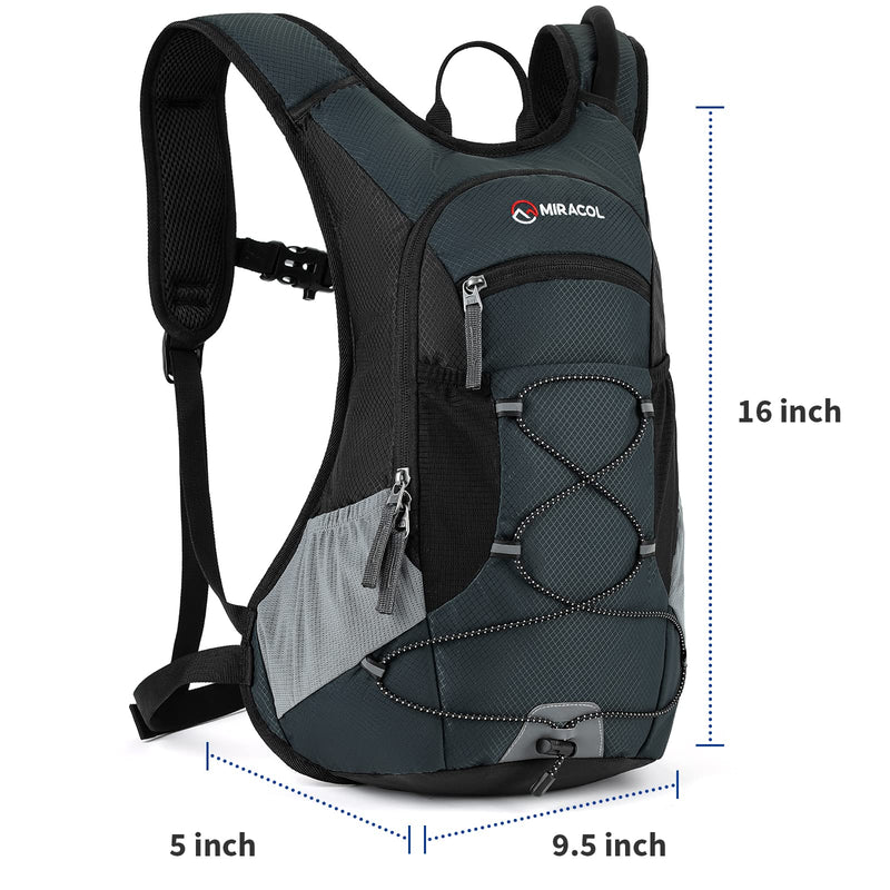 MIRACOL Hiking Hydration Backpack with 2L Leak Proof Water Bladder, Lightweight Insulated Water Pack for Men & Women, Compact & Comfortable Daypack for Running Hiking Cycling Climbing Camping Biking Dark Green - BeesActive Australia