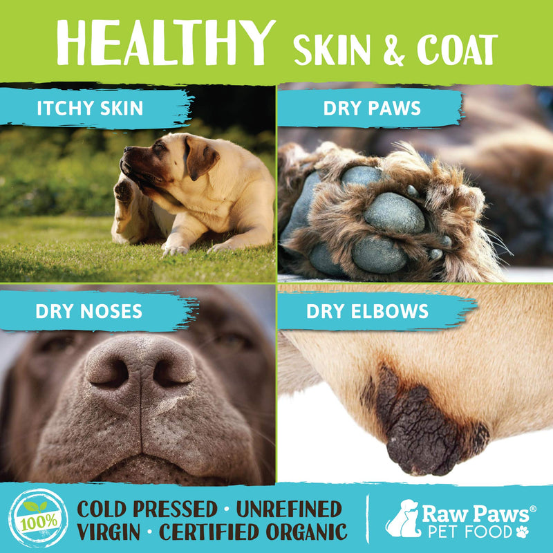 Raw Paws Organic Coconut Oil for Dogs & Cats, 16-oz - Treatment for Itchy Skin, Dry Nose, Paws, Elbows, Hot Spot Lotion for Dogs, Natural Hairball Remedy for Dogs & Cats - BeesActive Australia