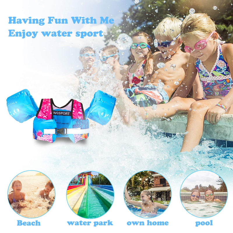 Kids Swim Life Jacket, Floaties for Toddler Girls and Boys from 30 to 66 Pounds, Children Swimming Pool Float Baby Puddle/Sea Beach Jumper - BeesActive Australia