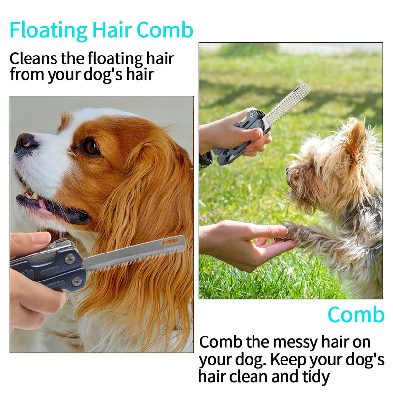 Dog Nail Clippers, Foldable Multifunctional 4 In1 Pet Nail Trimmers with Nail File, Grooming Comb. Ergonomic Handle with Safety Guard to Avoid Over Cutting - Professional Grooming Tool for Pets - BeesActive Australia