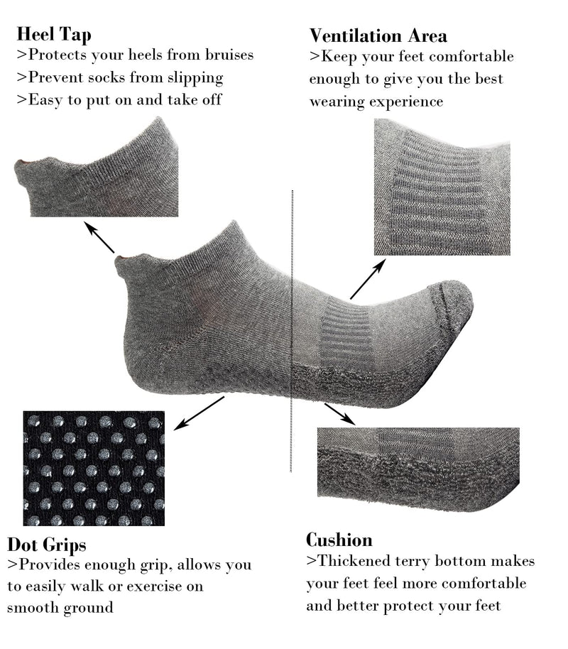 Grip Socks for Women Pilates Non Slip Socks Womens Pilates Socks with Grips for Women Grippers Socks No Slip Socks Women 3p1 Black Pink Grey - BeesActive Australia